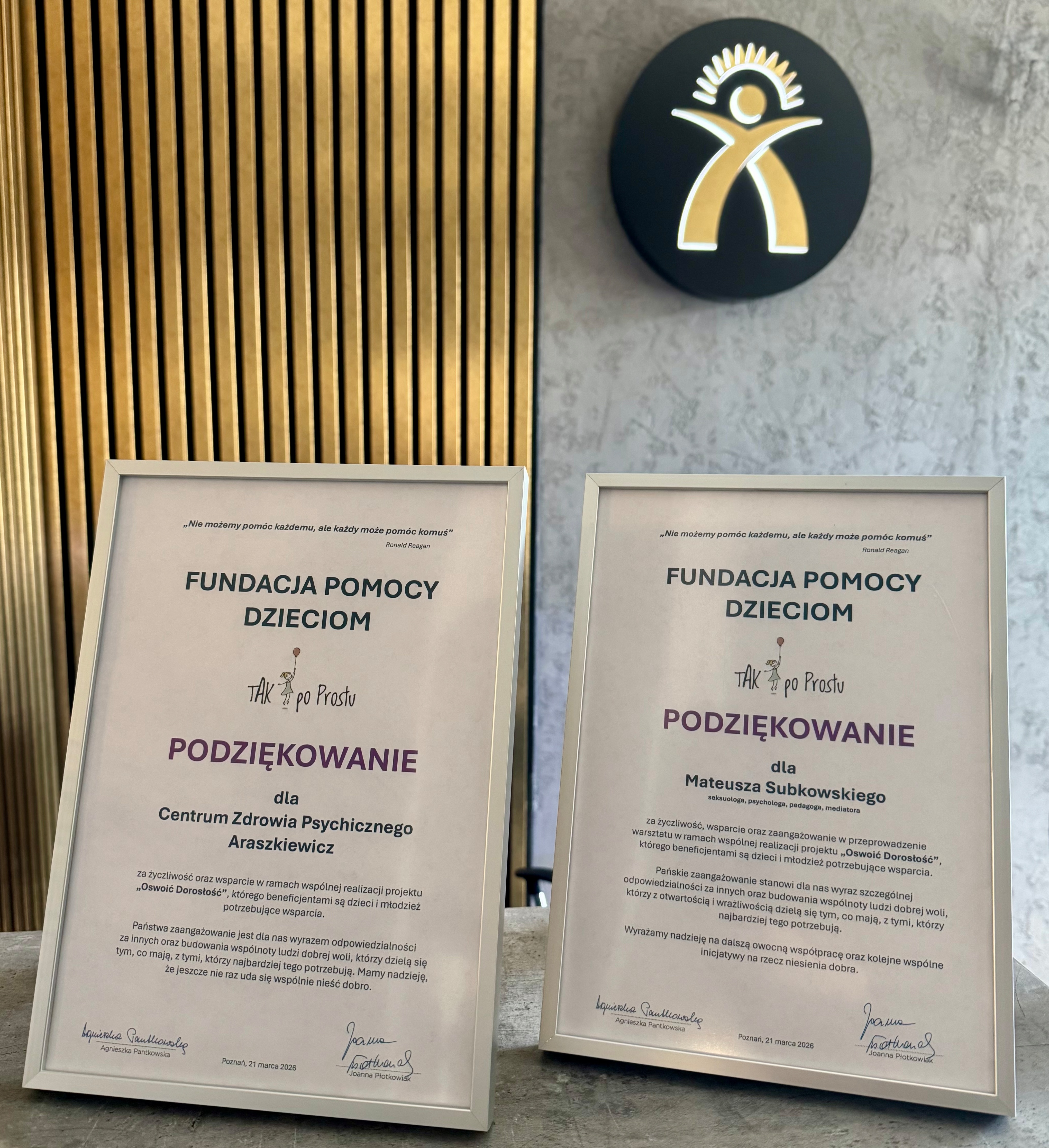 podziekowania za prowadzenie warsztatow